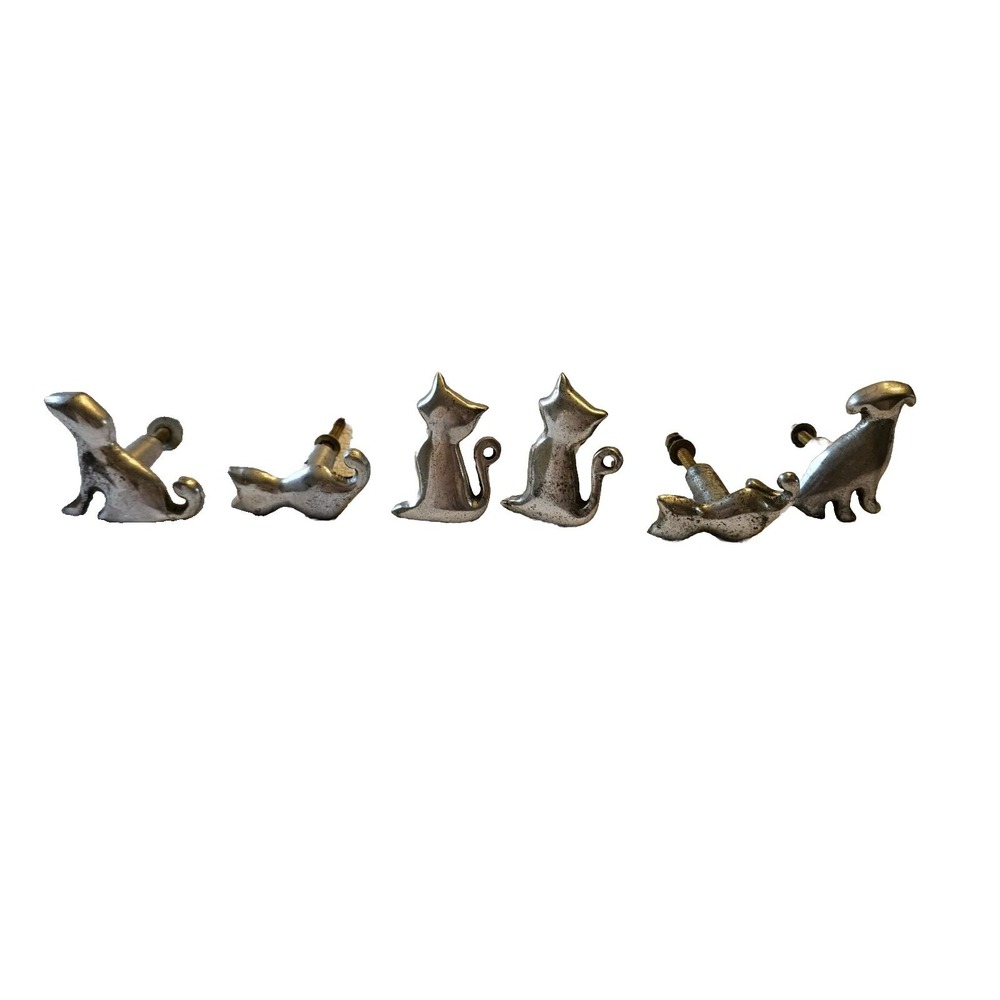 Set Of‎ 6 Cat And Dog Drawer Pulls Metal